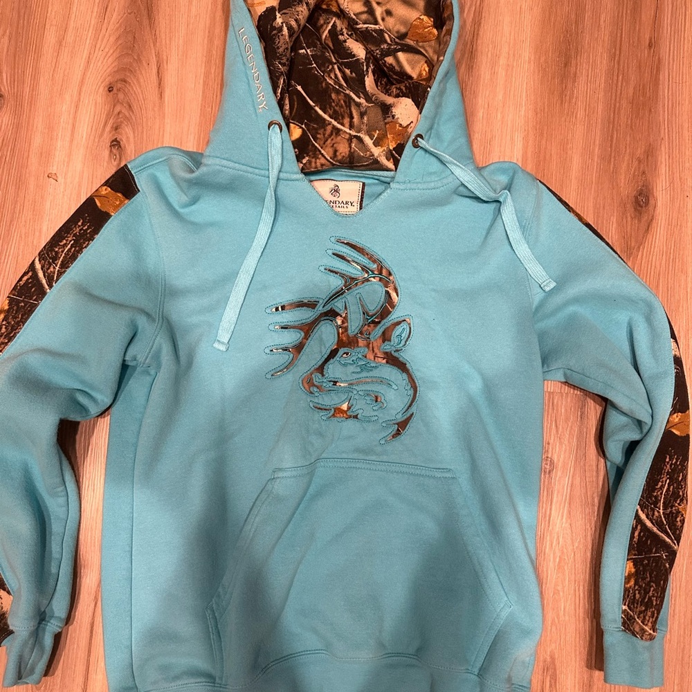 Legendary Whitetails Teal Hoodie with Camouflage Accents